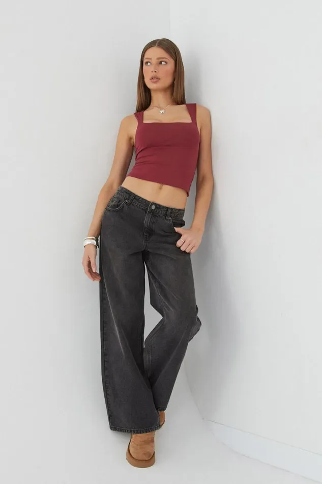Clothing Supr Luxe Essentials Luxe Open Neck Top Deep Cherry