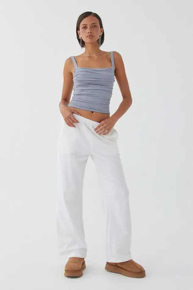 Clothing Supr Luxe Essentials Luxe Ruched Sleeveless Top Blue Grey
