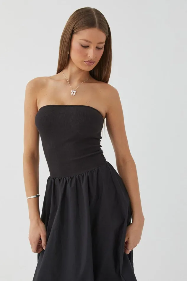 Clothing Supr Maxi Dresses Eva Strapless Midi Dress Black