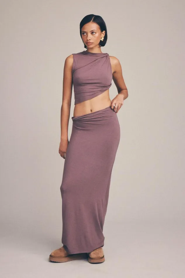 Clothing Supr Skirts Soft Twist Maxi Skirt Brown Carob