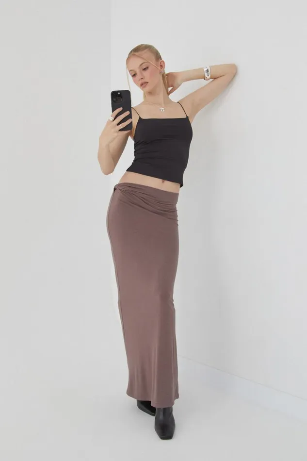 Clothing Supr Skirts Soft Twist Maxi Skirt Brown Carob