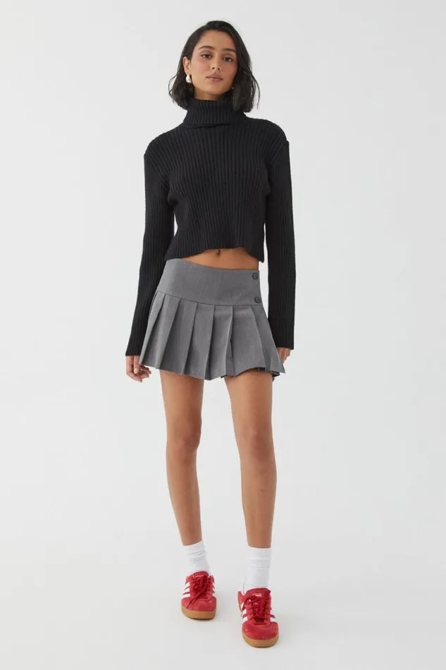 Clothing Supr Skirts Tilly Pleated Mini Skirt Charcoal Marle Clothing Supr Skirts Tilly Pleated Mini Skirt Charcoal Marle