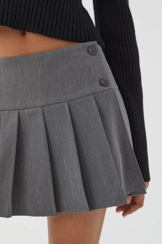 Clothing Supr Skirts Tilly Pleated Mini Skirt Charcoal Marle Clothing Supr Skirts Tilly Pleated Mini Skirt Charcoal Marle