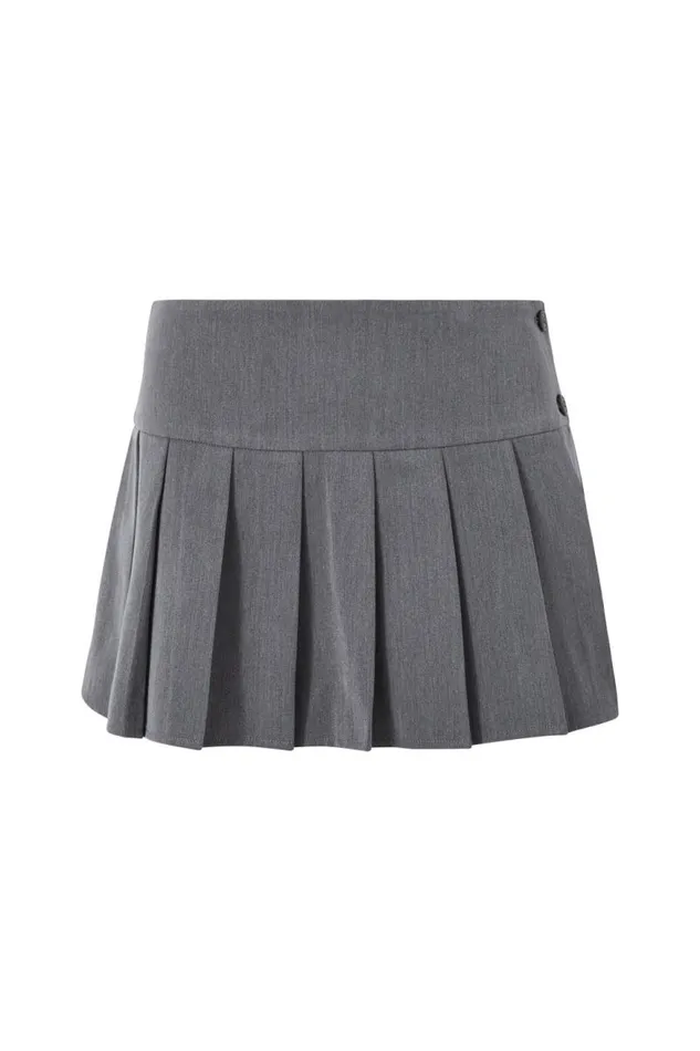 Clothing Supr Skirts Tilly Pleated Mini Skirt Charcoal Marle Clothing Supr Skirts Tilly Pleated Mini Skirt Charcoal Marle