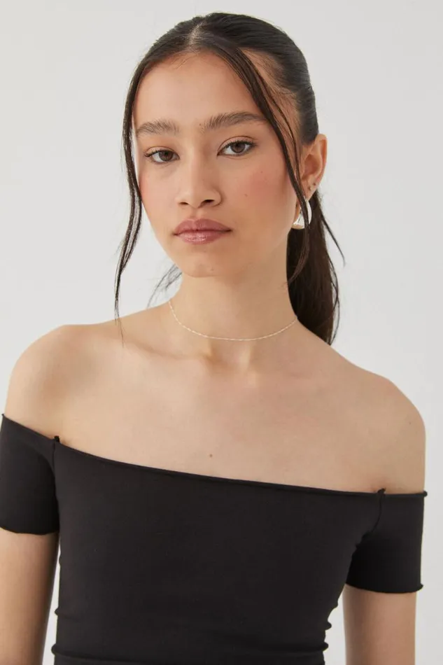 Clothing Supr T Shirts Laura Off Shoulder Tee Black