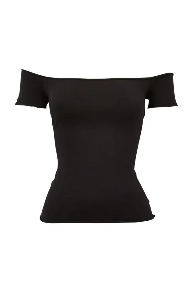Clothing Supr T Shirts Laura Off Shoulder Tee Black