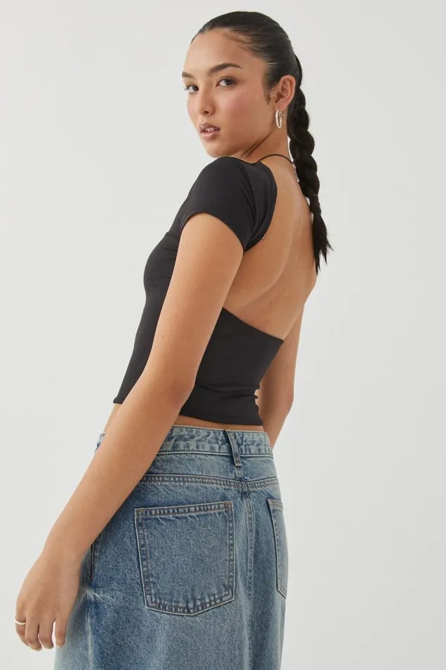 Clothing Supr T Shirts Luxe Short Sleeve Backless Tee Black