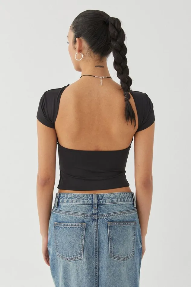 Clothing Supr T Shirts Luxe Short Sleeve Backless Tee Black