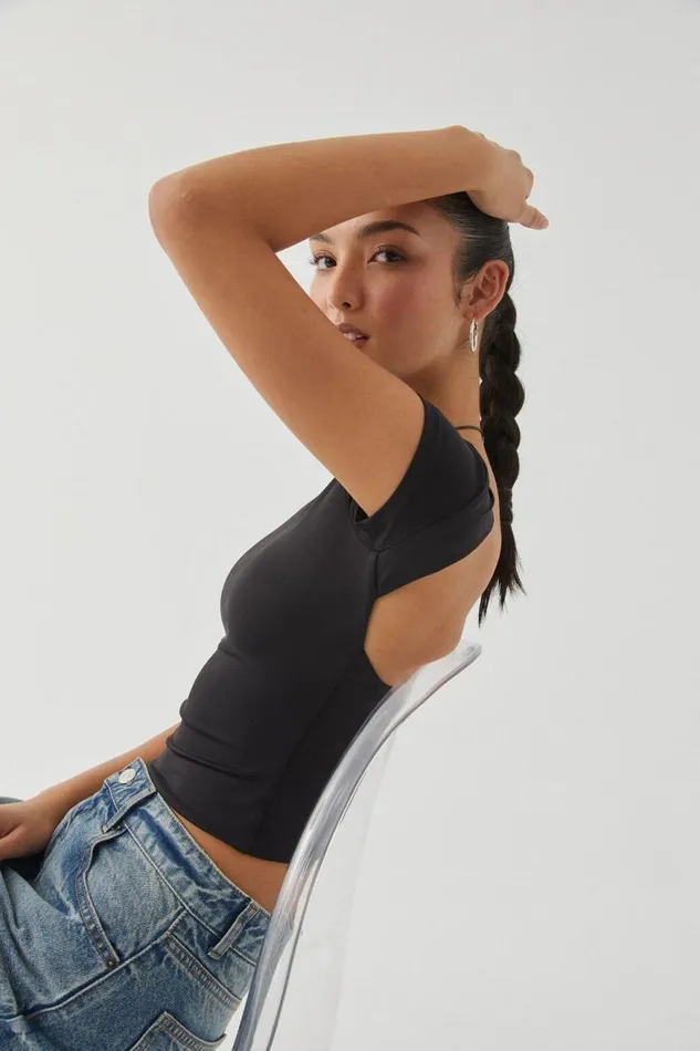 Clothing Supr T Shirts Luxe Short Sleeve Backless Tee Black