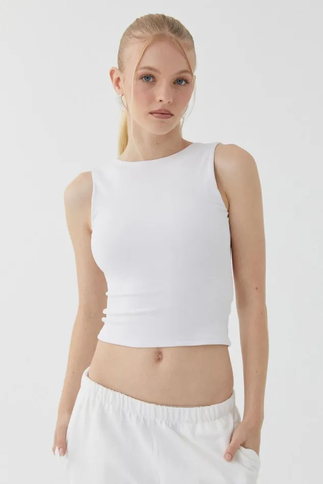 Clothing Supr Tank Tops Tara Rib Backless Tank White