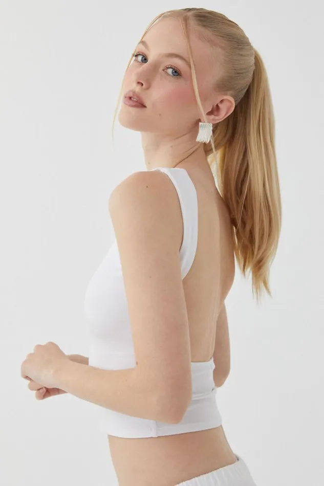 Clothing Supr Tank Tops Tara Rib Backless Tank White