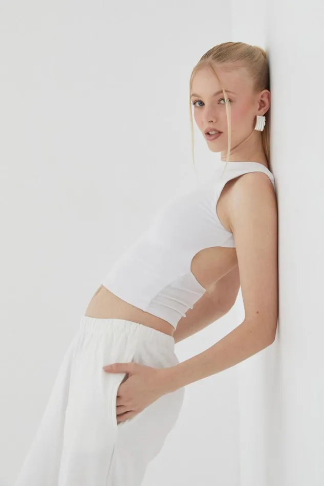 Clothing Supr Tank Tops Tara Rib Backless Tank White