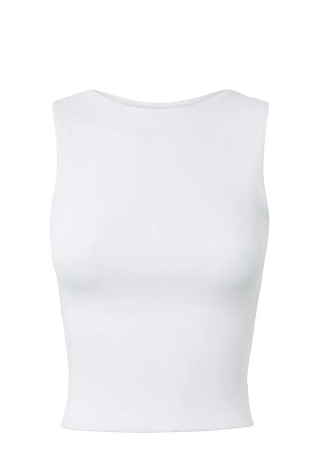 Clothing Supr Tank Tops Tara Rib Backless Tank White