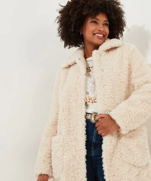 Coats and Jackets Joebrowns Apparel Cosy Up Furry Coat Cream