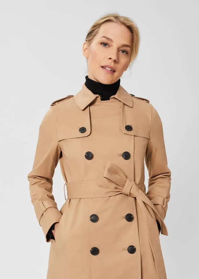 Coats and Jackets Women HOBBS Petite Saskia Shower Resistant Trench Coat Tan