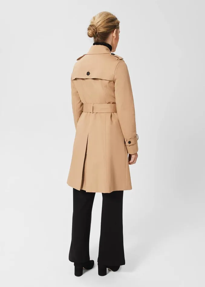 Coats and Jackets Women HOBBS Petite Saskia Shower Resistant Trench Coat Tan
