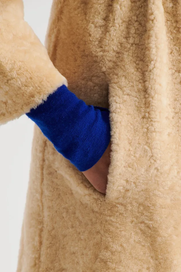 Coats Scanlan Theodore Women COCOON SHEARLING COAT GOLD