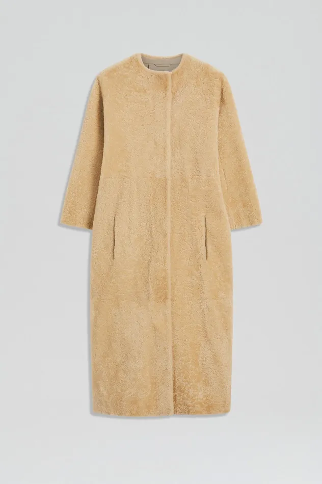Coats Scanlan Theodore Women COCOON SHEARLING COAT GOLD