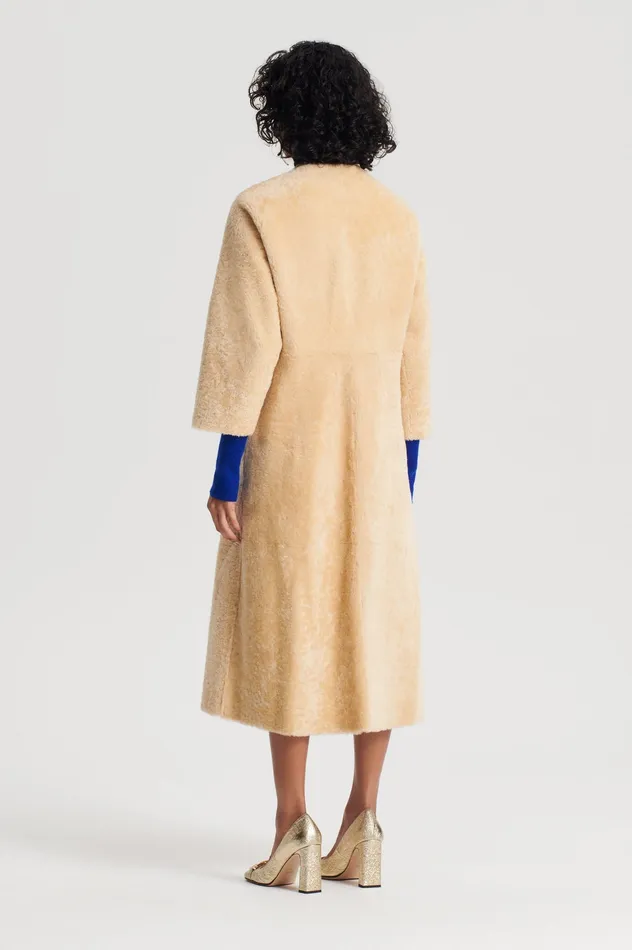 Coats Scanlan Theodore Women COCOON SHEARLING COAT GOLD