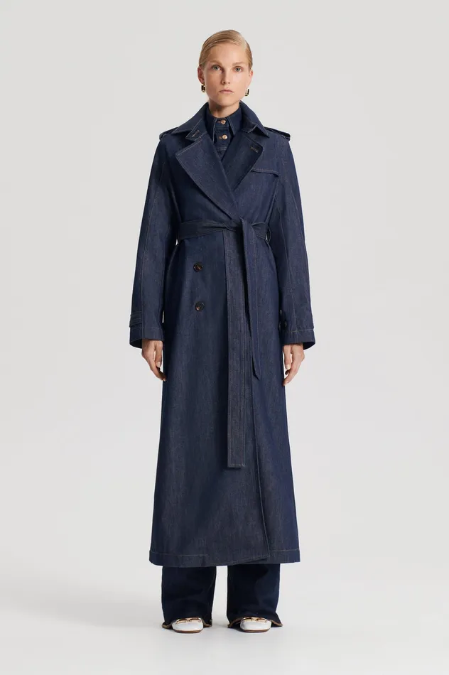 Coats Women DENIM TRENCH INDIGOS Scanlan Theodore Coats Women DENIM TRENCH INDIGOS Scanlan Theodore