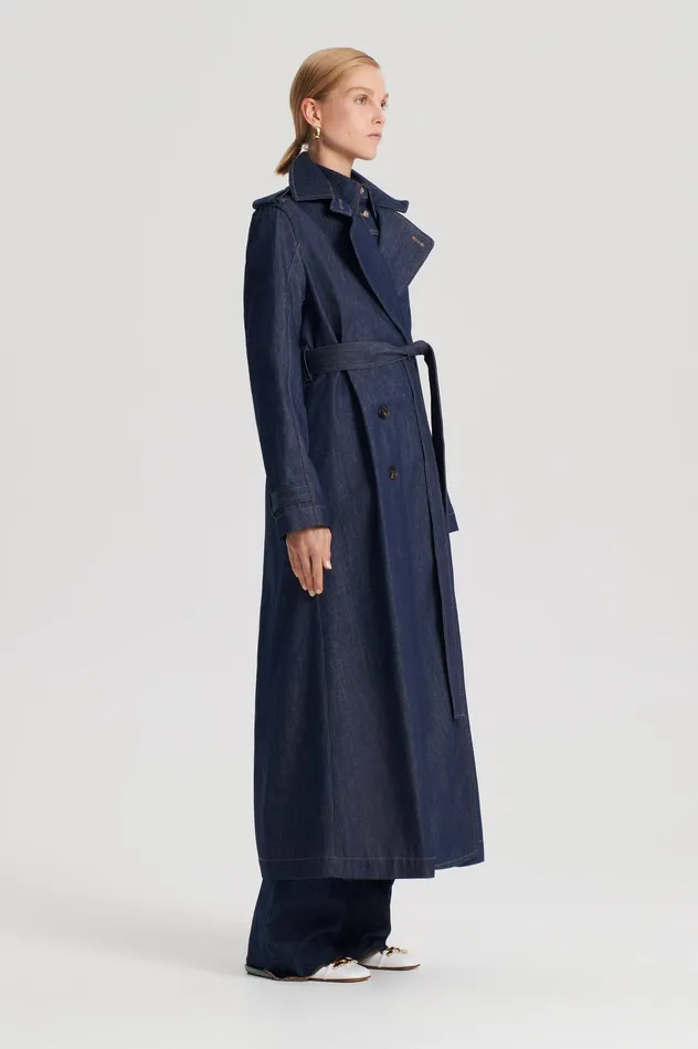 Coats Women DENIM TRENCH INDIGOS Scanlan Theodore Coats Women DENIM TRENCH INDIGOS Scanlan Theodore