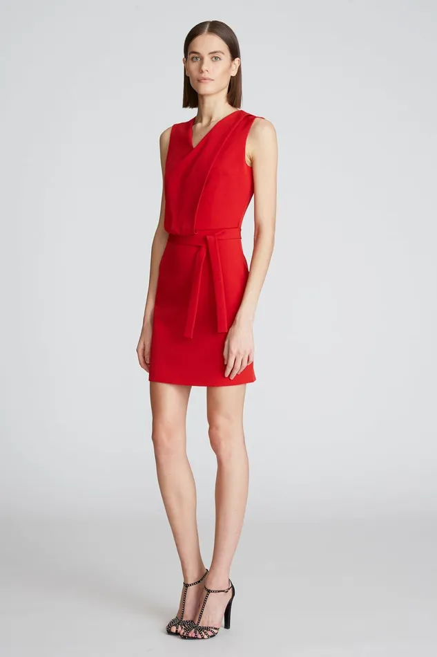 Cocktail Women Halston Aisha Dress In Stretch Crepe Halston Red