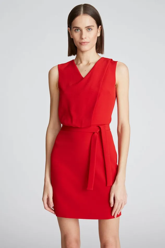 Cocktail Women Halston Aisha Dress In Stretch Crepe Halston Red