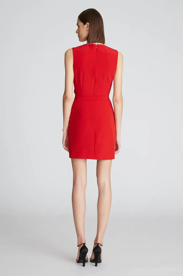 Cocktail Women Halston Aisha Dress In Stretch Crepe Halston Red
