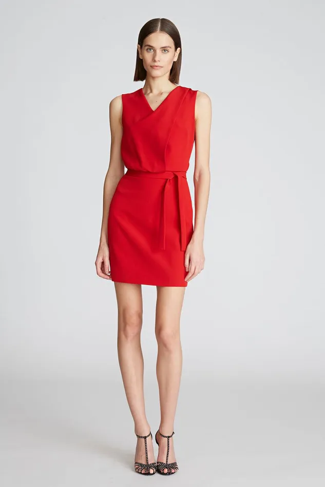 Cocktail Women Halston Aisha Dress In Stretch Crepe Halston Red