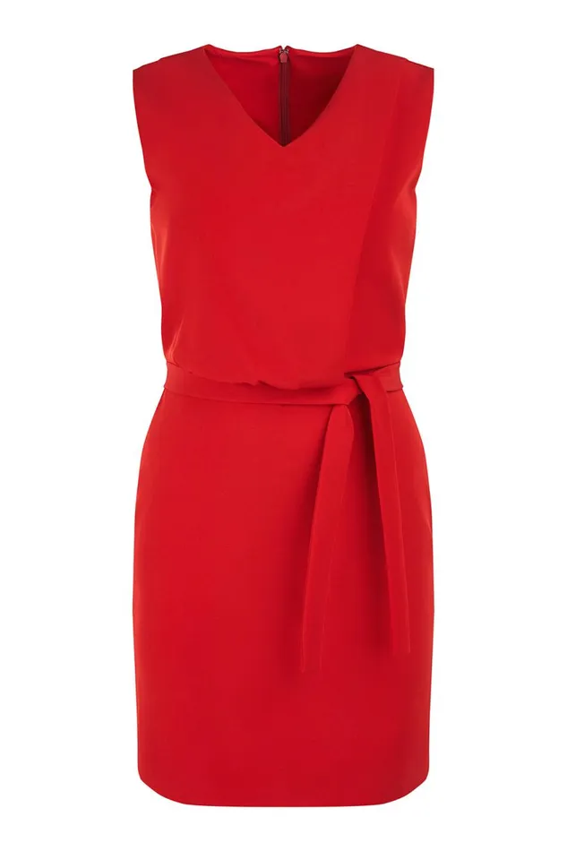 Cocktail Women Halston Aisha Dress In Stretch Crepe Halston Red
