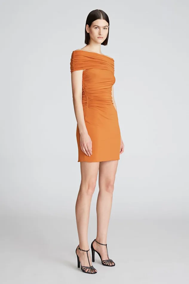 Cocktail Women Halston Aliana Dress In Jersey Amber Cocktail Women Halston Aliana Dress In Jersey Amber