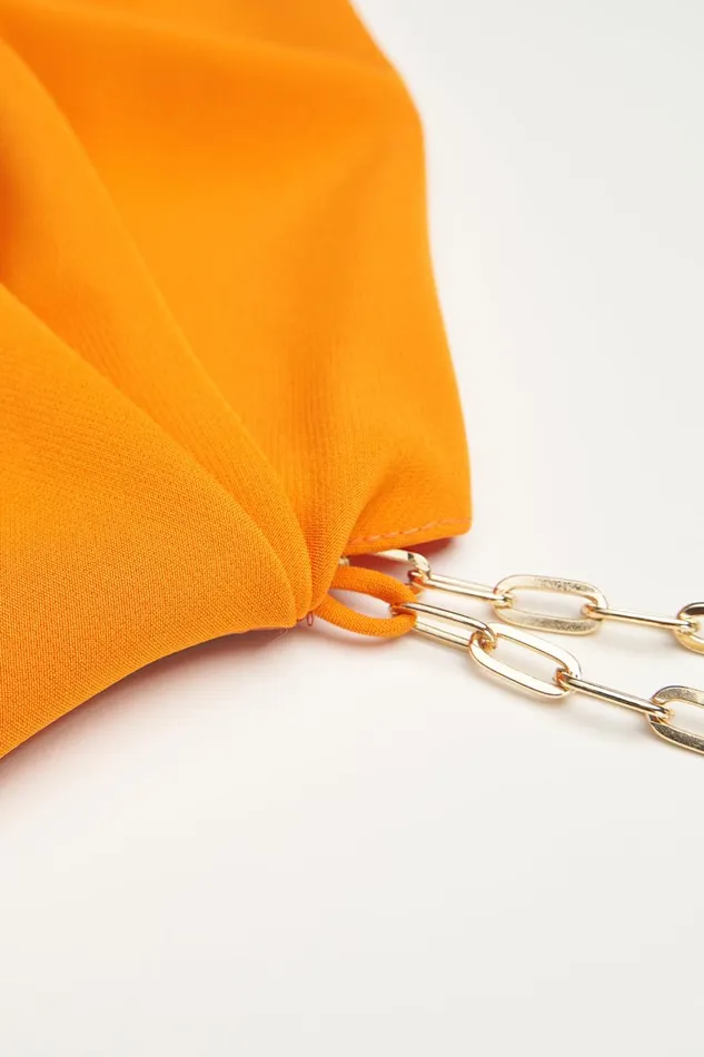 Cocktail Women Halston Lavinia Dress In Stretch Crepe Orange Pepper