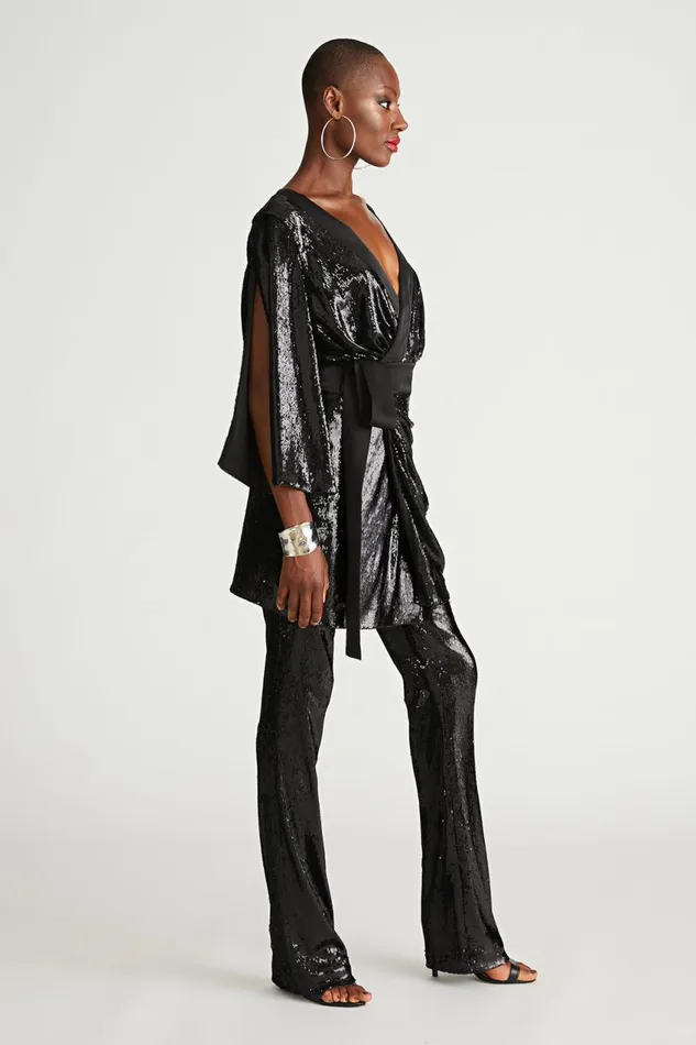 Cocktail Women Halston Saga Dress In Sequin Black