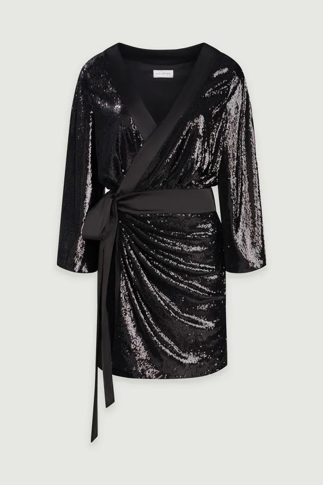 Cocktail Women Halston Saga Dress In Sequin Black