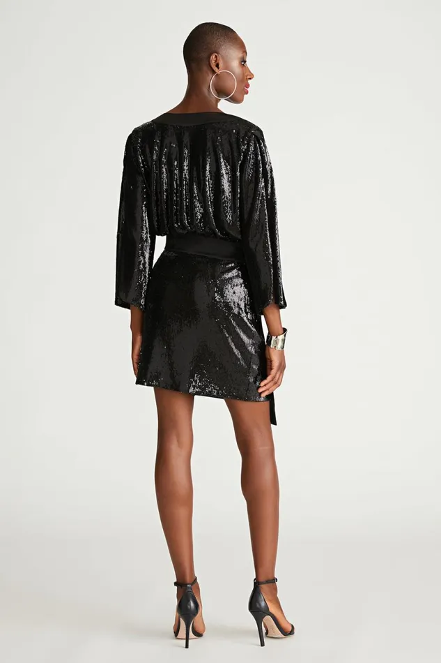 Cocktail Women Halston Saga Dress In Sequin Black
