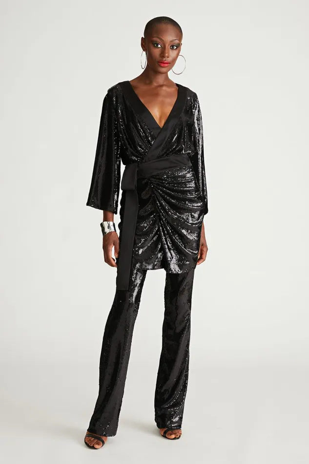 Cocktail Women Halston Saga Dress In Sequin Black