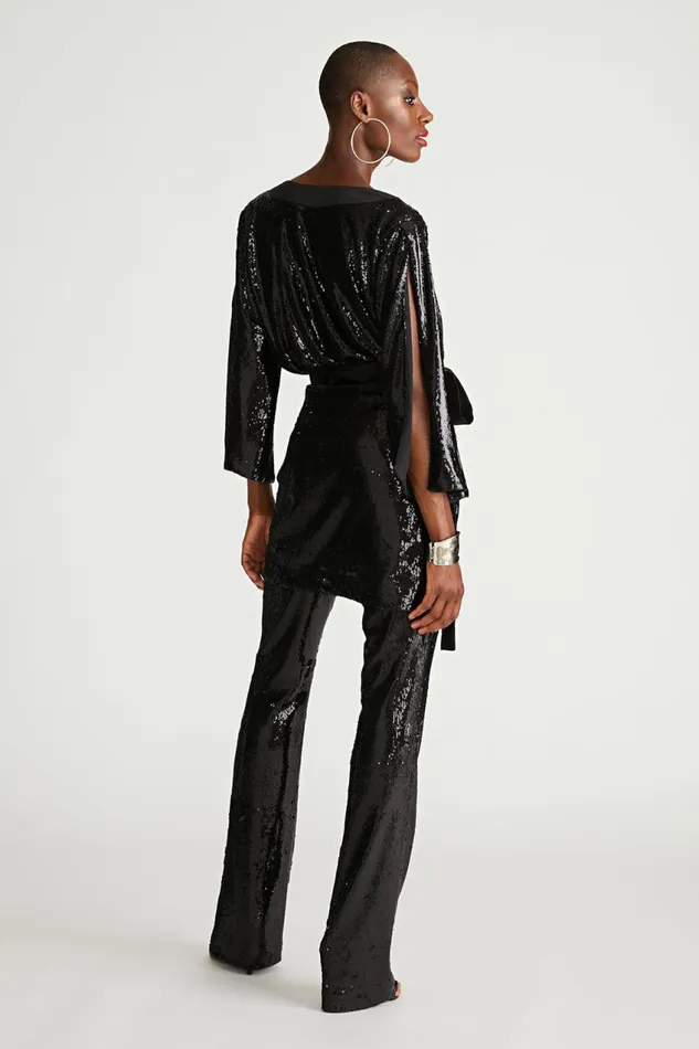 Cocktail Women Halston Saga Dress In Sequin Black
