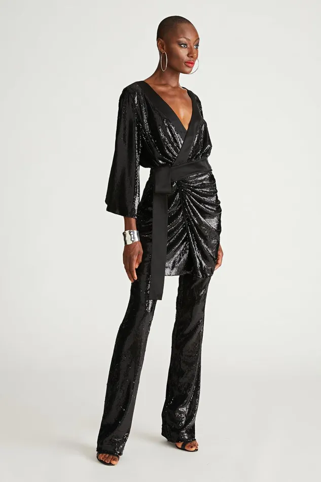Cocktail Women Halston Saga Dress In Sequin Black