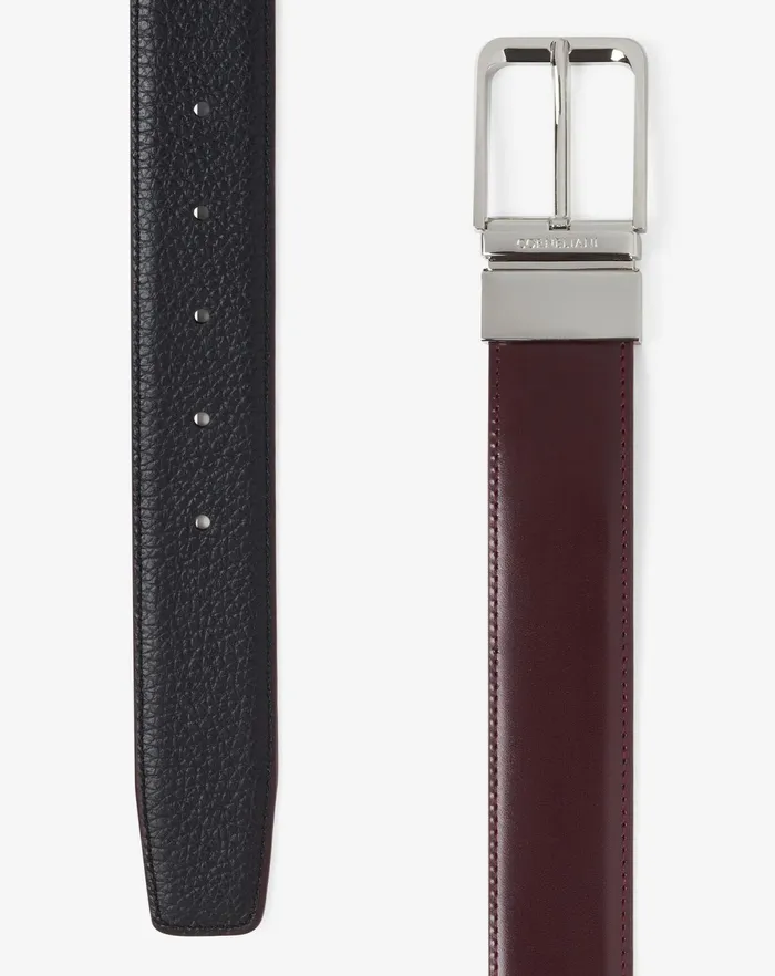 Corneliani Belts And Gloves Navy Blue Elk Print Leather Belt 8211 Men