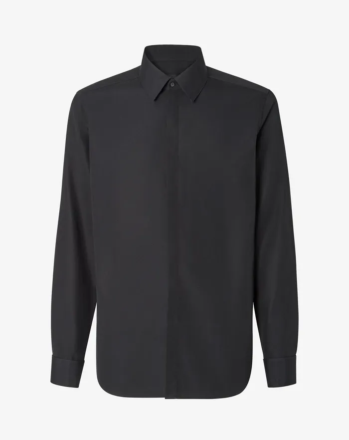 Corneliani Ceremony And Events Black Cotton Poplin Evening Shirt 8211 Men