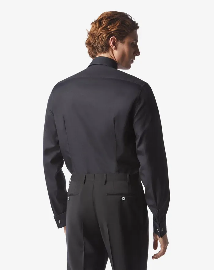 Corneliani Ceremony And Events Black Cotton Poplin Evening Shirt 8211 Men