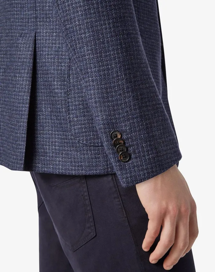 Corneliani Jackets Denimblue Pure Wool Jacket With Micro Pattern 8211 Men