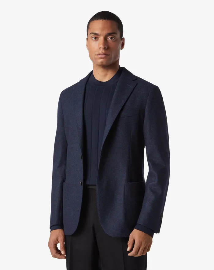 Corneliani Jackets Navy Blue 2button Jersey Wool Jacket 8211 Men