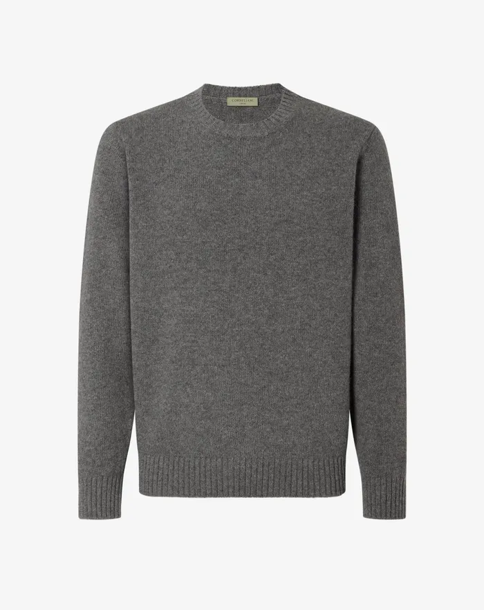 Corneliani Knitwear Grey Wool And Alpaca Crewneck Sweater 8211 Men