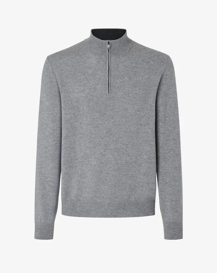 Corneliani Knitwear Grey Zipup Wool And Cashmere Turtleneck 8211 Men