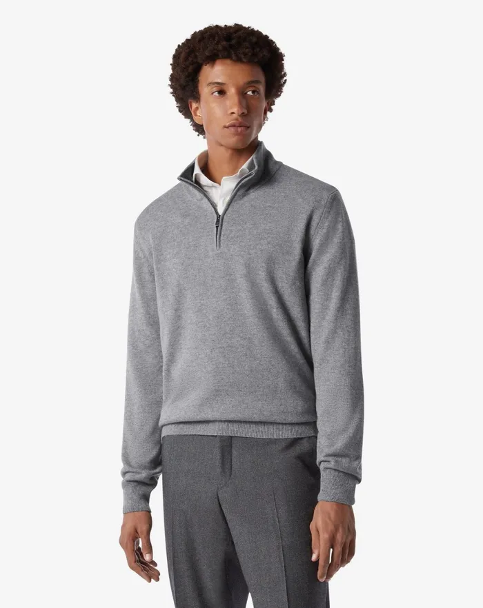 Corneliani Knitwear Grey Zipup Wool And Cashmere Turtleneck 8211 Men
