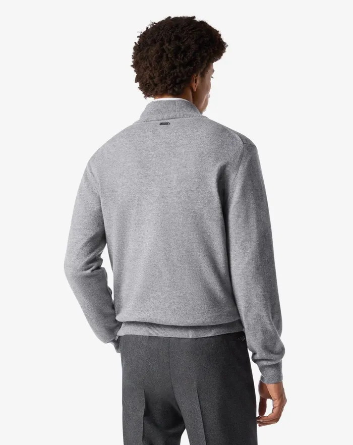 Corneliani Knitwear Grey Zipup Wool And Cashmere Turtleneck 8211 Men