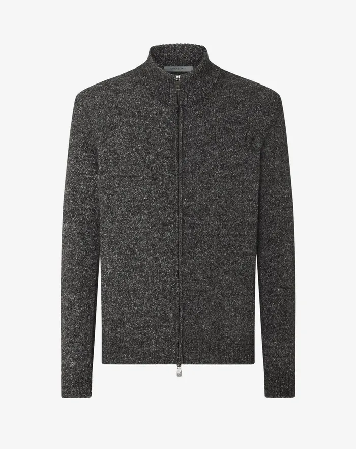 Corneliani Knitwear Melange Grey Alpaca Blend Full Zip Jumper For Men 8211 Men