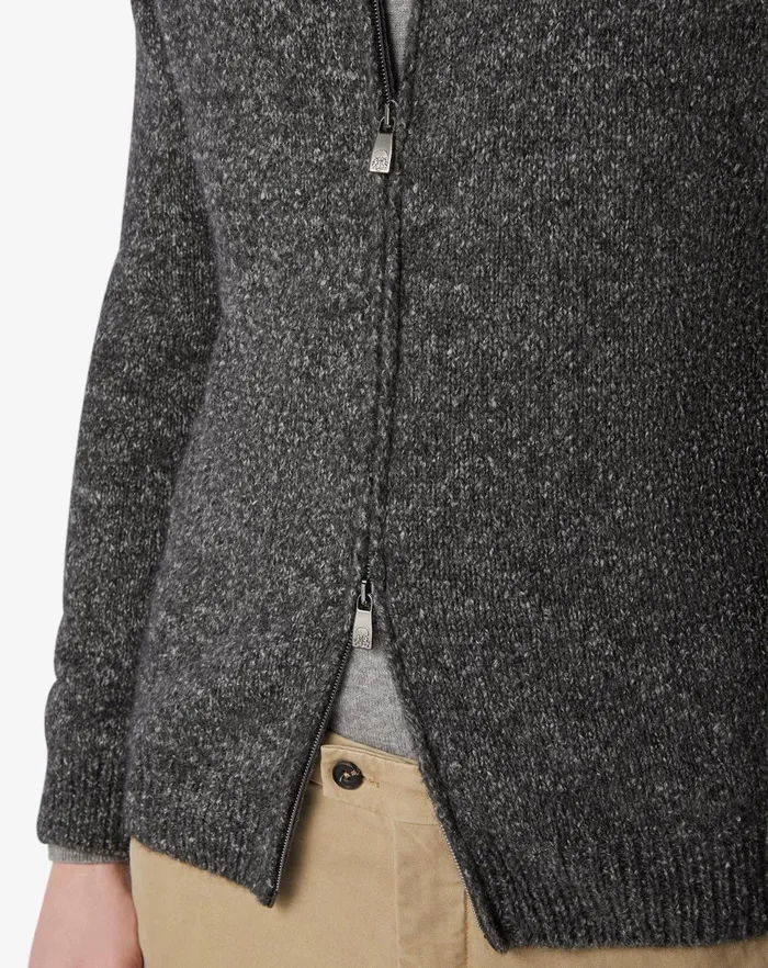 Corneliani Knitwear Melange Grey Alpaca Blend Full Zip Jumper For Men 8211 Men