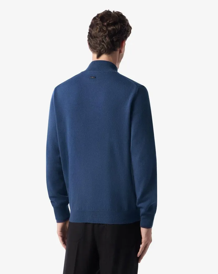 Corneliani Knitwear Sugar Paper Blue Wool And Cashmere Full Zip Jumper 8211 Men